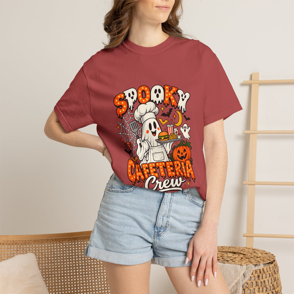 Comfort Colors® Spooky Cafeteria Crew Tshirt, Halloween Lunch Lady Gift, School Cafeteria Worker Graphic Tee, Funny Food Service Staff Shirt