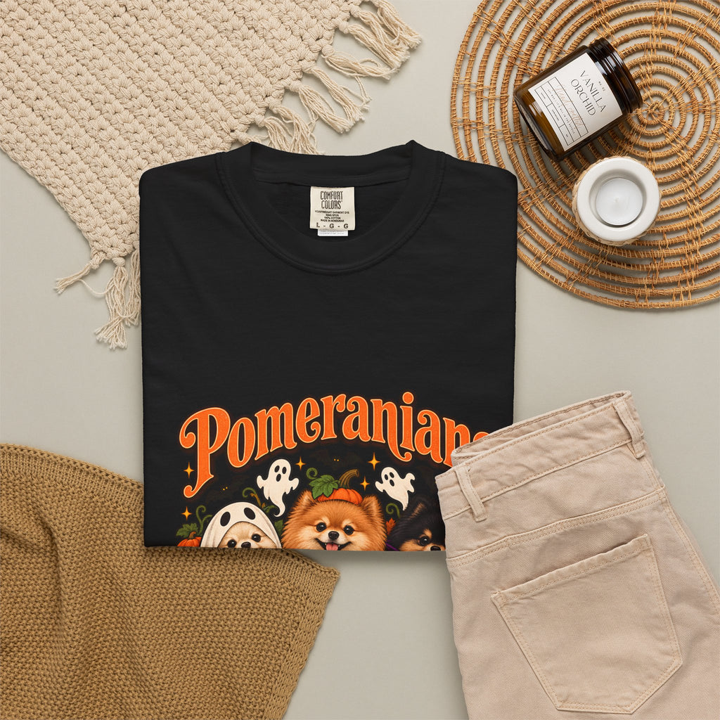 Comfort Colors® Pomeranians Because People Are Creepy Shirt, Funny Pomeranian Lover Gift, Halloween Dog Mom Graphic Tee, Spooky Pom Dog Gift