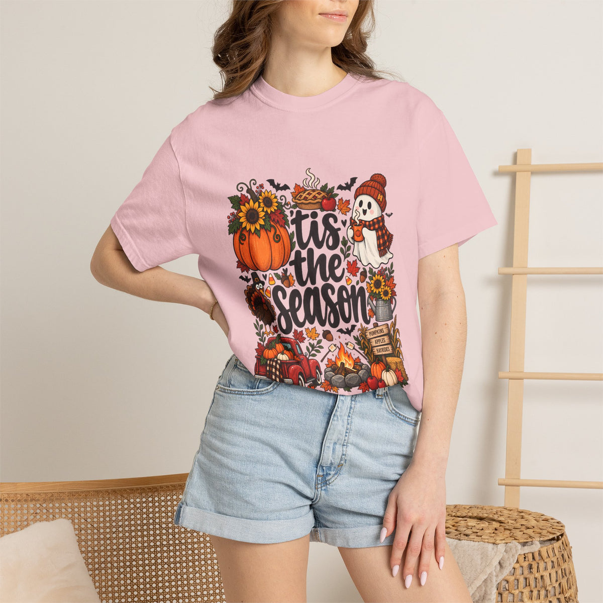 Comfort Colors® Tis the Season T-Shirt, Fall Pumpkin Lover Gift, Autumn Thanksgiving Halloween shirt, Cozy Harvest Season Shirt for Women