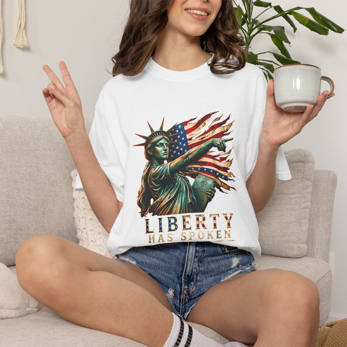 Comfort Colors® Sophie Cunningham Point Signature Basketball Shirt, Lady Liberty T-Shirt