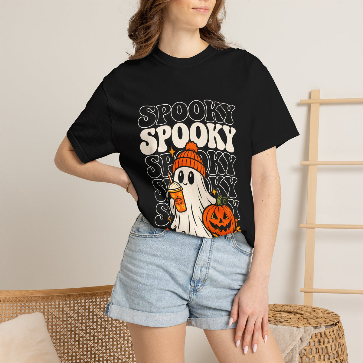 Comfort Colors® Spooky Ghost Pumpkin T-Shirt, Cute Halloween Ghost Gift, Spooky Pumpkin Lover Gift, Vintage Halloween Graphic Tee