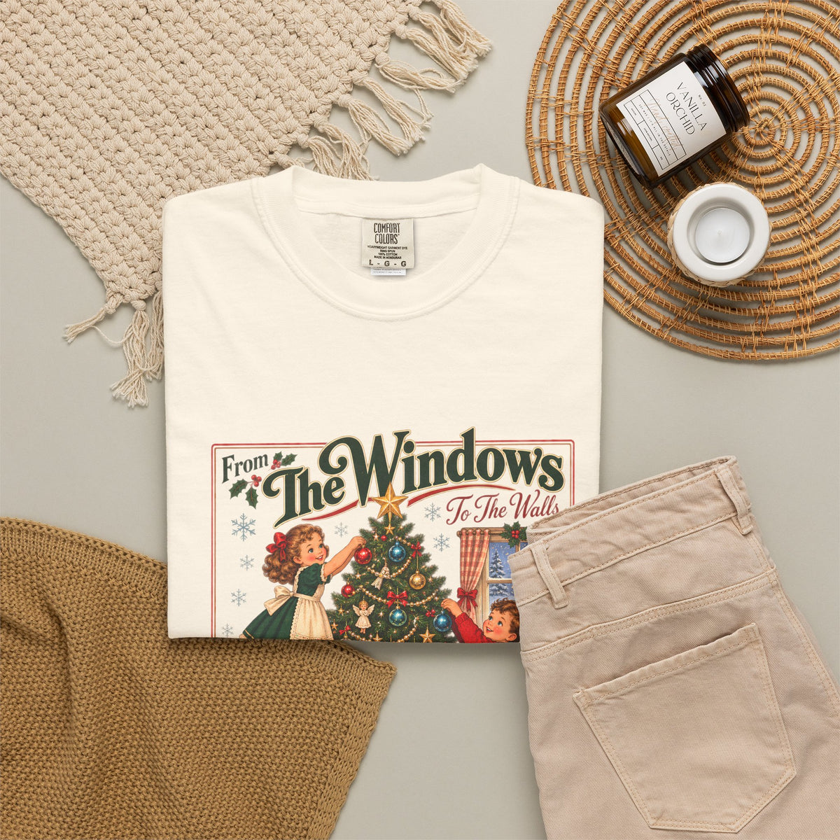 Comfort Colors® From The Windows To The Walls Im About To Deck These Halls T-Shirt, Funny Christmas Decorating Gift, Vintage Christmas