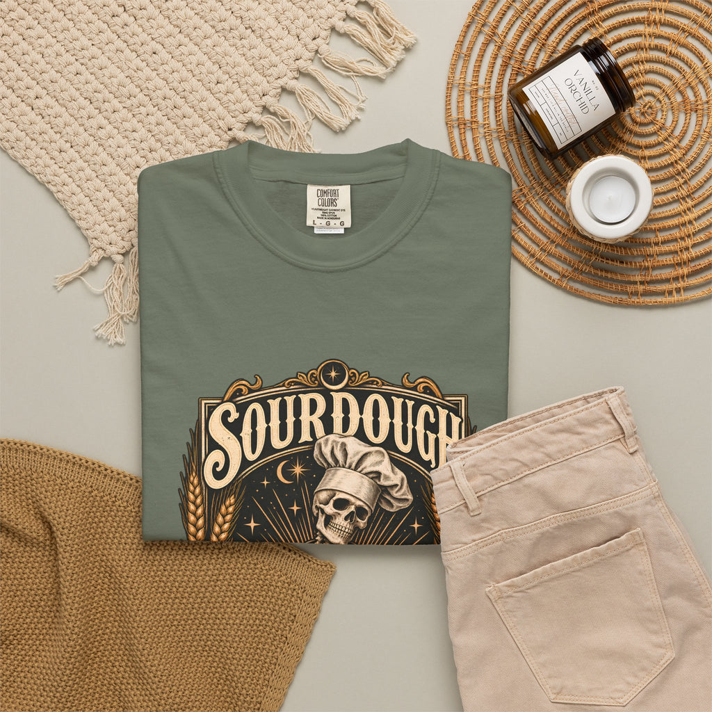 Camiseta Comfort Colors® Sourdough Because Regular Bread Is Stupid, regalo divertido para panadero de masa madre, amante del pan con esqueleto, camisa con humor sobre hornear