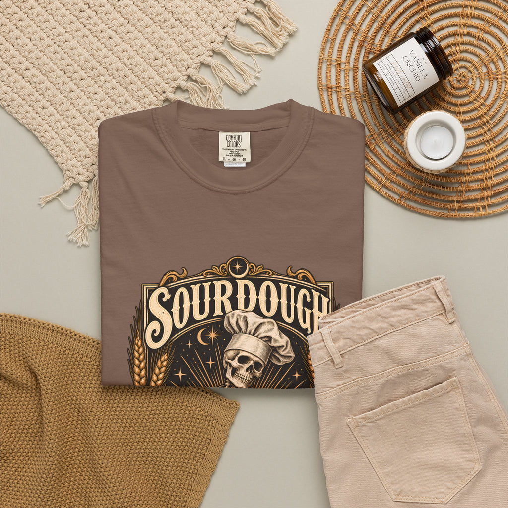 Camiseta Comfort Colors® Sourdough Because Regular Bread Is Stupid, regalo divertido para panadero de masa madre, amante del pan con esqueleto, camisa con humor sobre hornear
