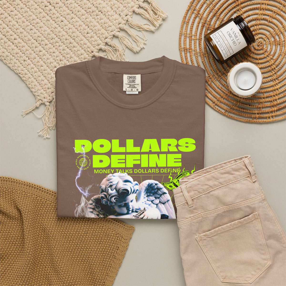 Camiseta de ángel Comfort Colors® Dollars Define Money, camiseta de cultura del esfuerzo, diseño de ropa urbana, regalo motivacional, arte de moda urbana