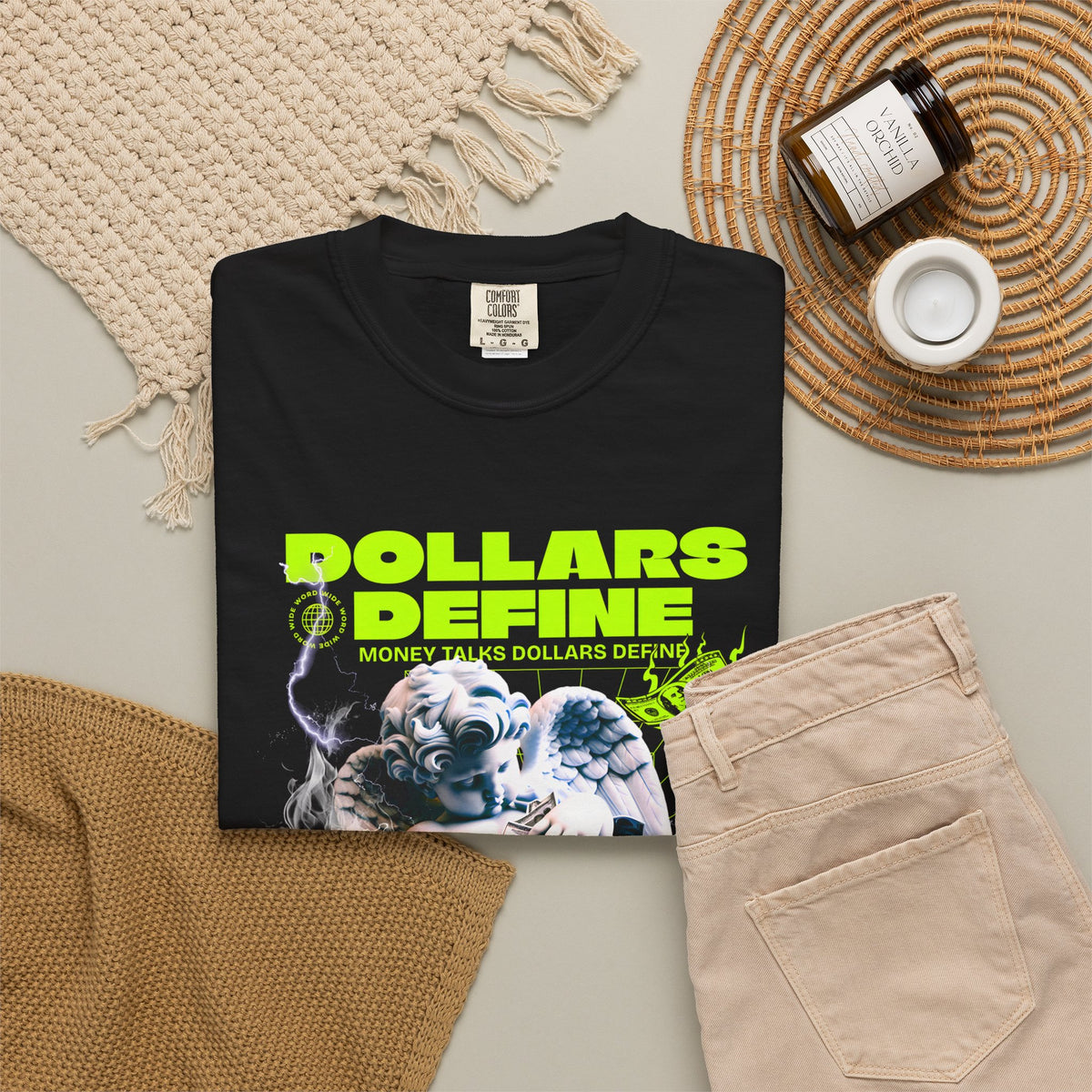 Comfort Colors® Dollars Define Money Angel Shirt, Hustle Culture Tee, Streetwear Design, Motivational Gift, Urban Fashion Art