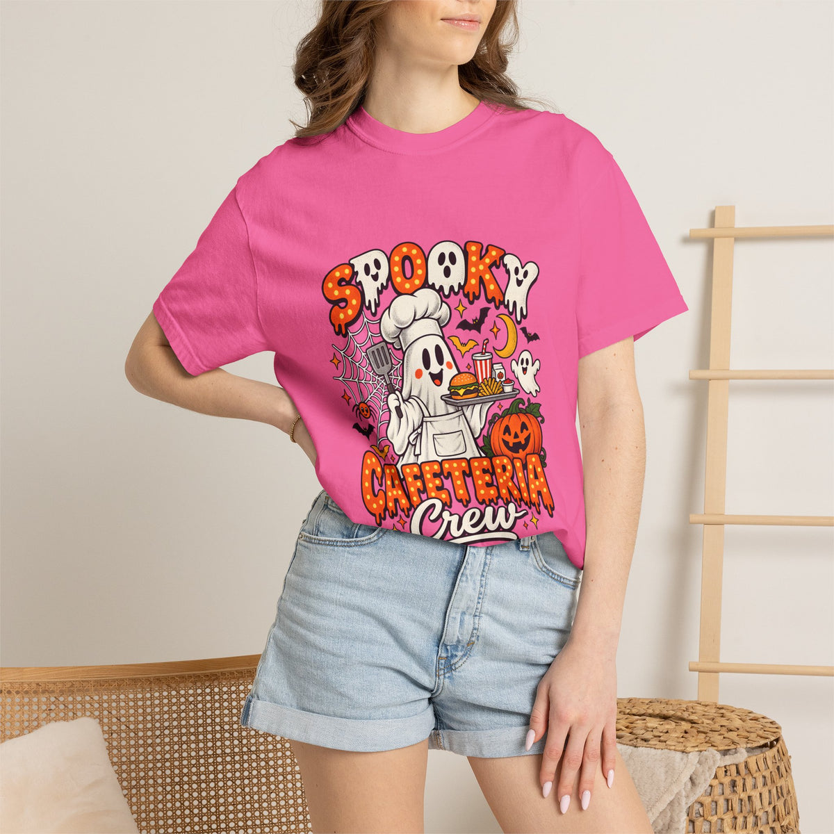 Comfort Colors® Spooky Cafeteria Crew Tshirt, Halloween Lunch Lady Gift, School Cafeteria Worker Graphic Tee, Funny Food Service Staff Shirt