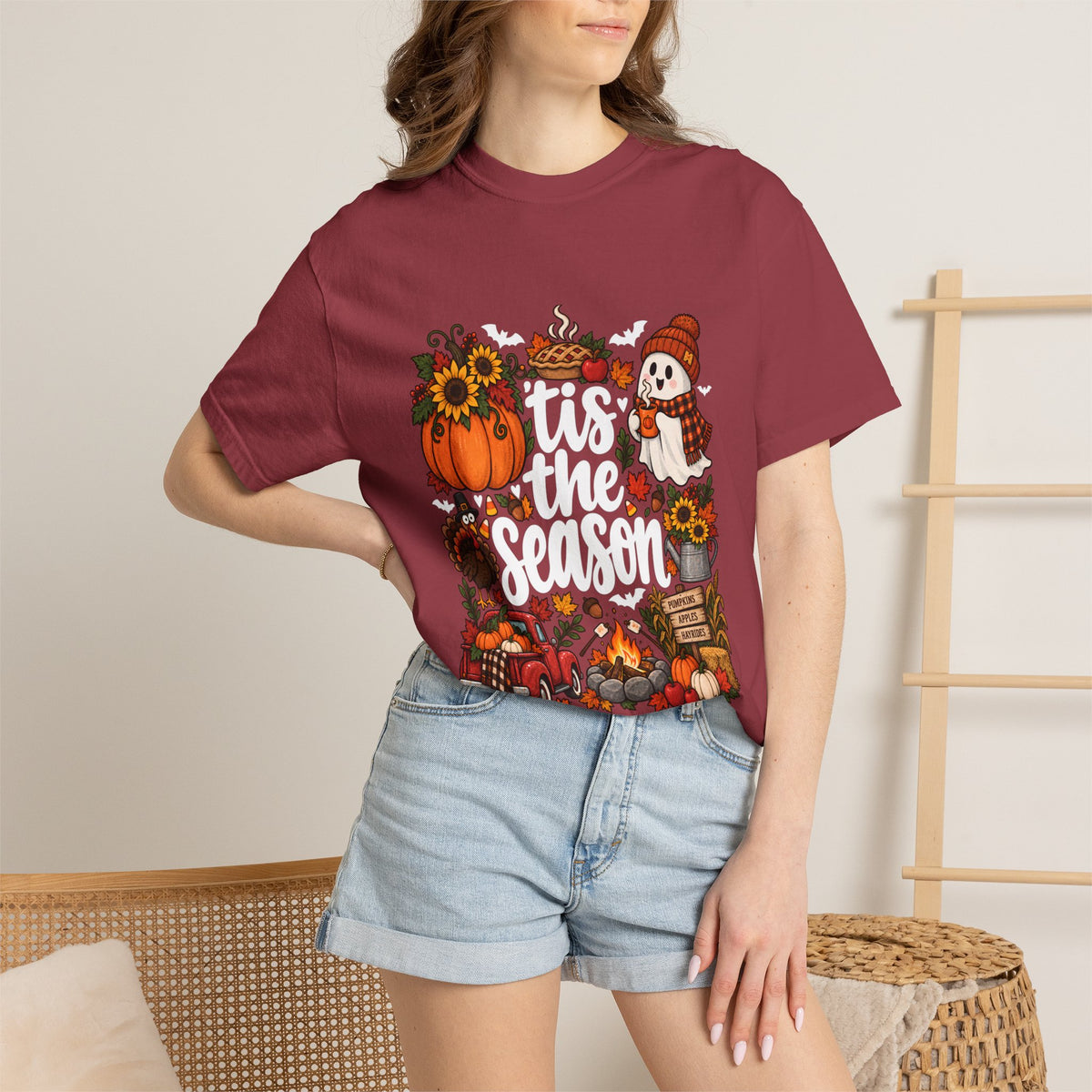 Comfort Colors® Tis the Season T-Shirt, Fall Pumpkin Lover Gift, Autumn Thanksgiving Halloween shirt, Cozy Harvest Season Shirt for Women