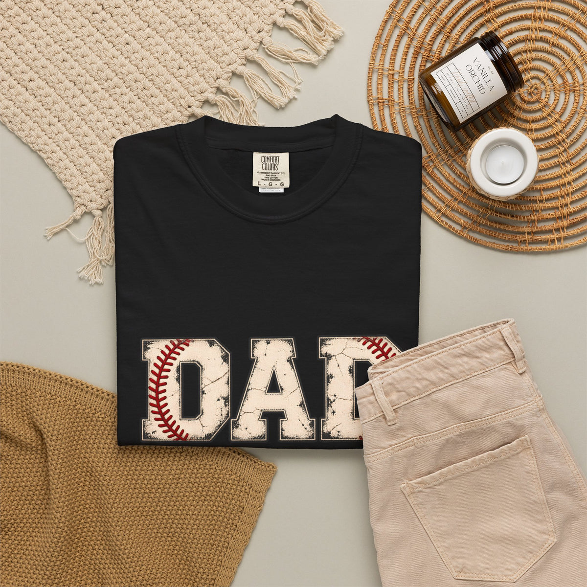 Comfort Colors® Baseball Dad T-Shirt, Vintage Baseball Father Gift, Sports Dad Game Day Graphic Tee, Baseball Player Dad Gift for Him