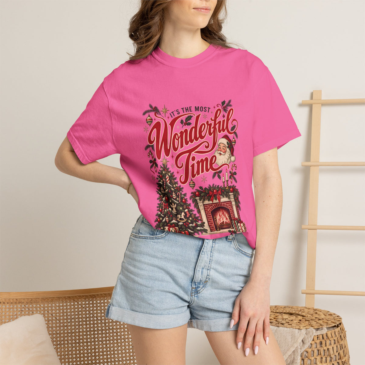 It's The Most Wonderful Time T-Shirt, Vintage Christmas Lover Gift, Santa Holiday Decor Gift, Cozy Christmas Graphic Tee