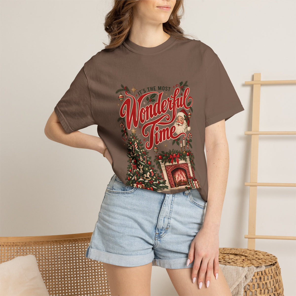 It's The Most Wonderful Time T-Shirt, Vintage Christmas Lover Gift, Santa Holiday Decor Gift, Cozy Christmas Graphic Tee
