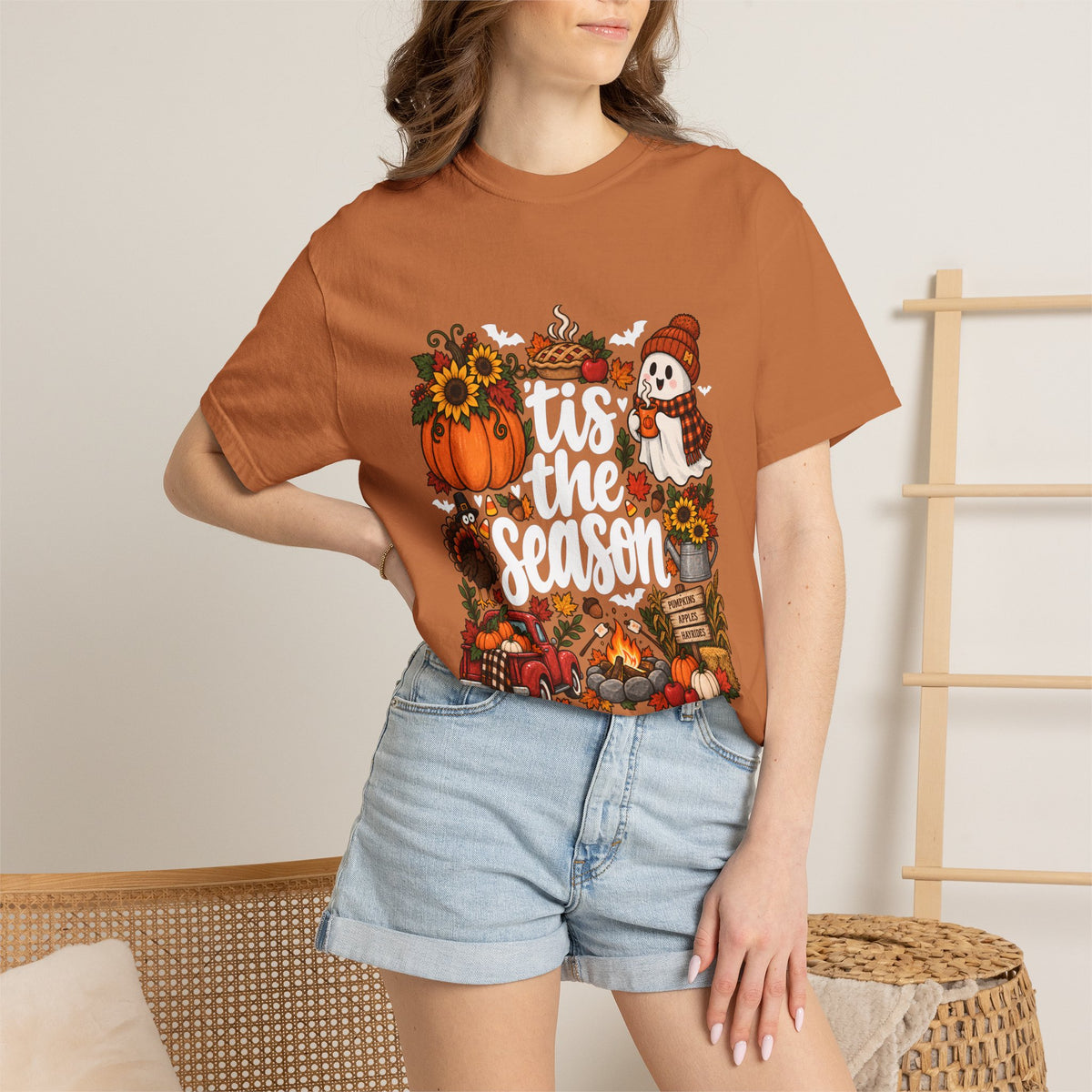 Comfort Colors® Tis the Season T-Shirt, Fall Pumpkin Lover Gift, Autumn Thanksgiving Halloween shirt, Cozy Harvest Season Shirt for Women