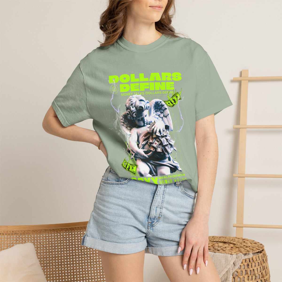 Comfort Colors® Dollars Define Money Angel Shirt, Hustle Culture Tee, Streetwear Design, Motivational Gift, Urban Fashion Art