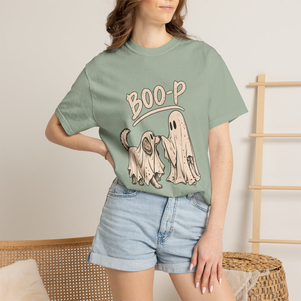 Camiseta para perro Comfort Colors® Boo-P, divertido regalo de Halloween de perro fantasma, bonito regalo de temporada espeluznante para amantes de los perros, camiseta gráfica de disfraz de fantasma a juego