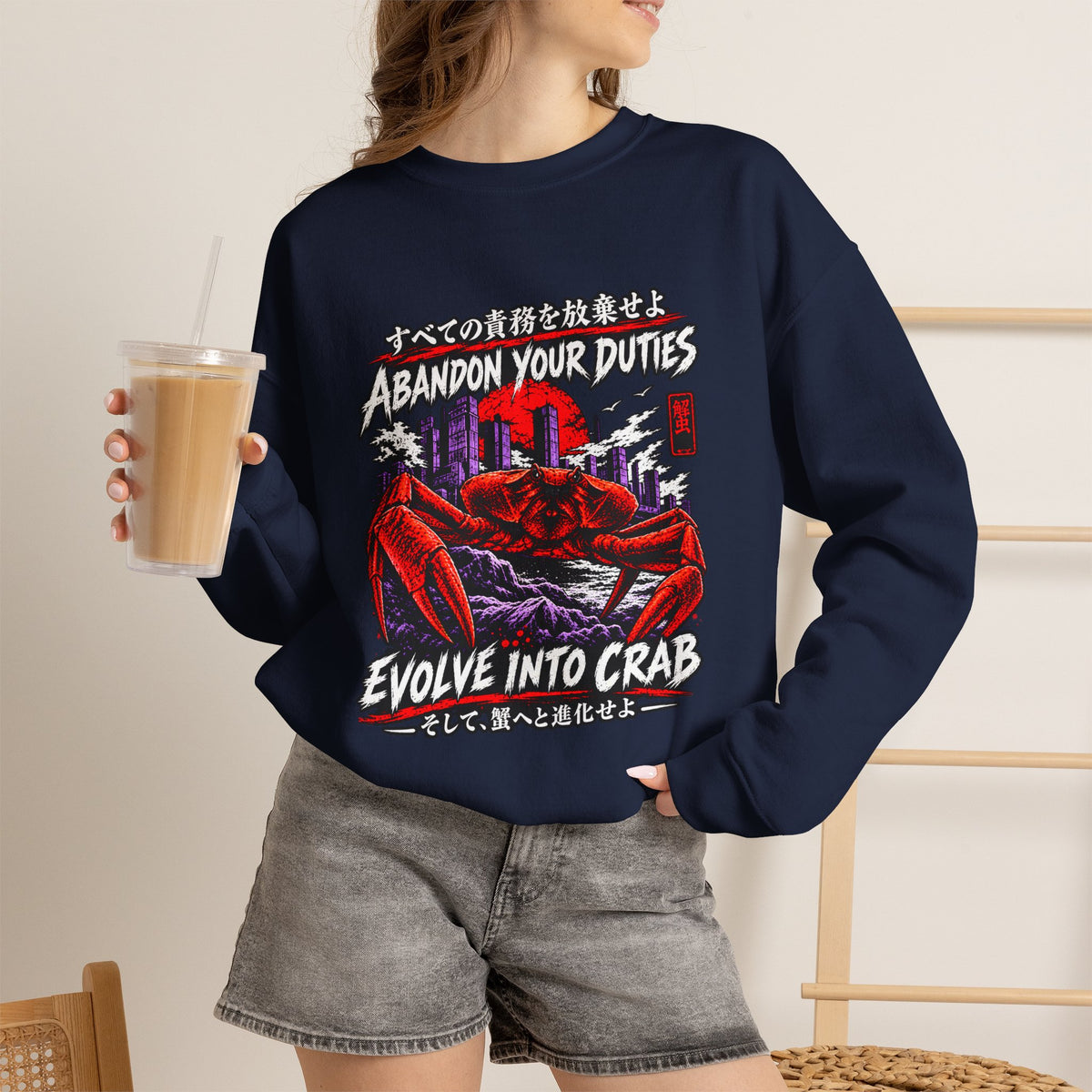 Abandon Your Duties Evolve Into Crab Funny Sweatshirt