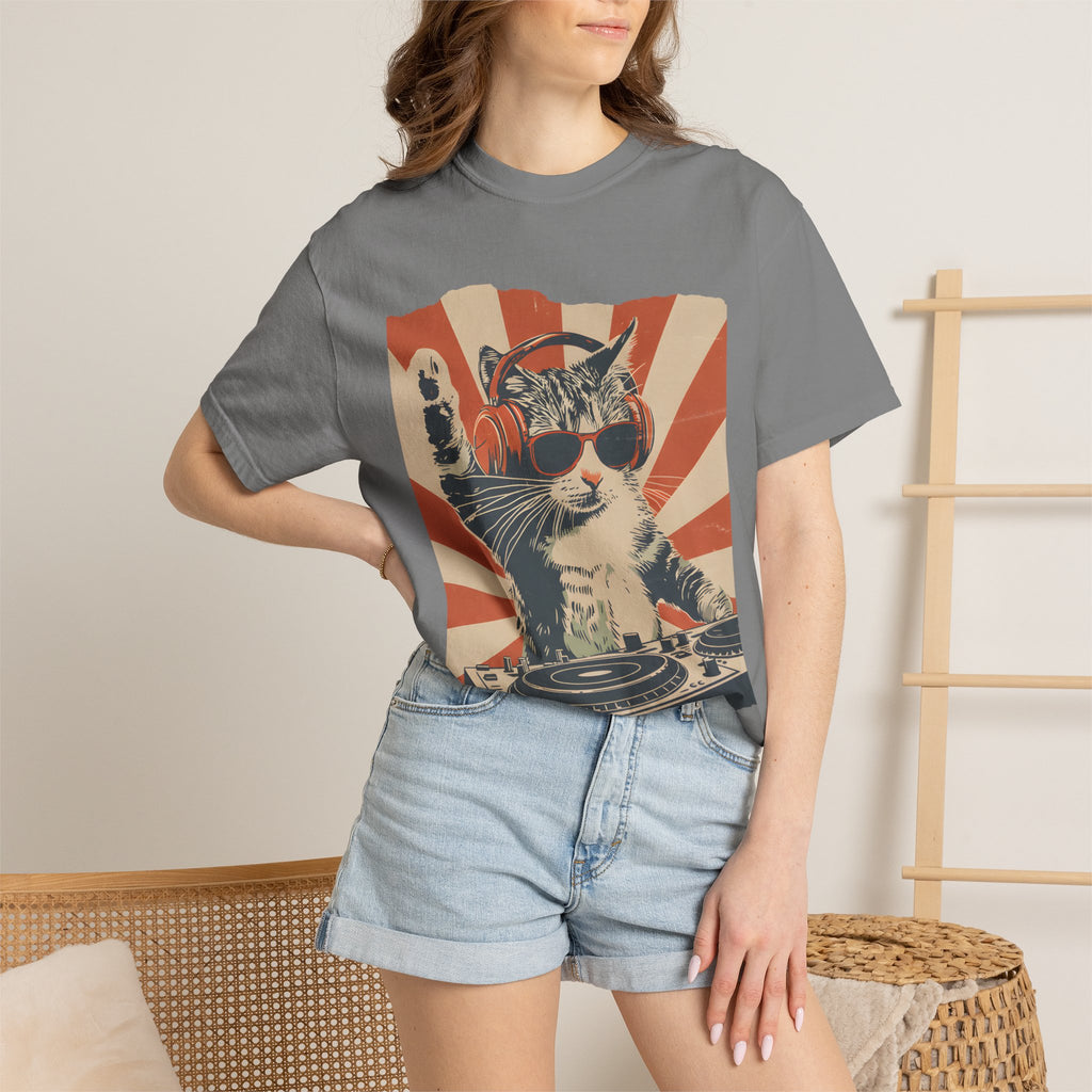 Comfort Colors® Cool DJ Cat Tshirt, Funny Cat With Headphones Shirt, Stylish Cat Lovers Gift, DJ Cat Kitty shirt, Trendy Cat Graphic Shirt