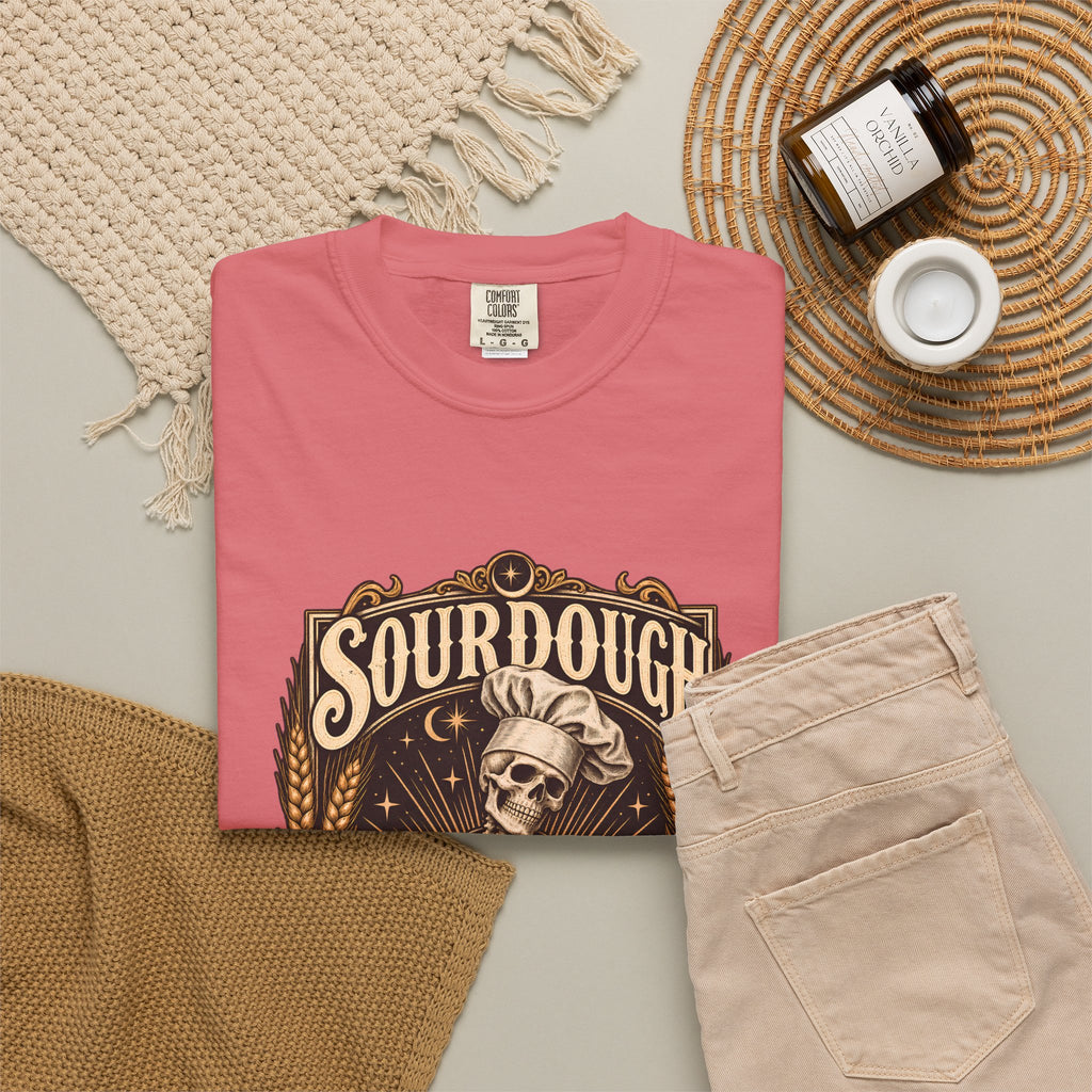 Camiseta Comfort Colors® Sourdough Because Regular Bread Is Stupid, regalo divertido para panadero de masa madre, amante del pan con esqueleto, camisa con humor sobre hornear