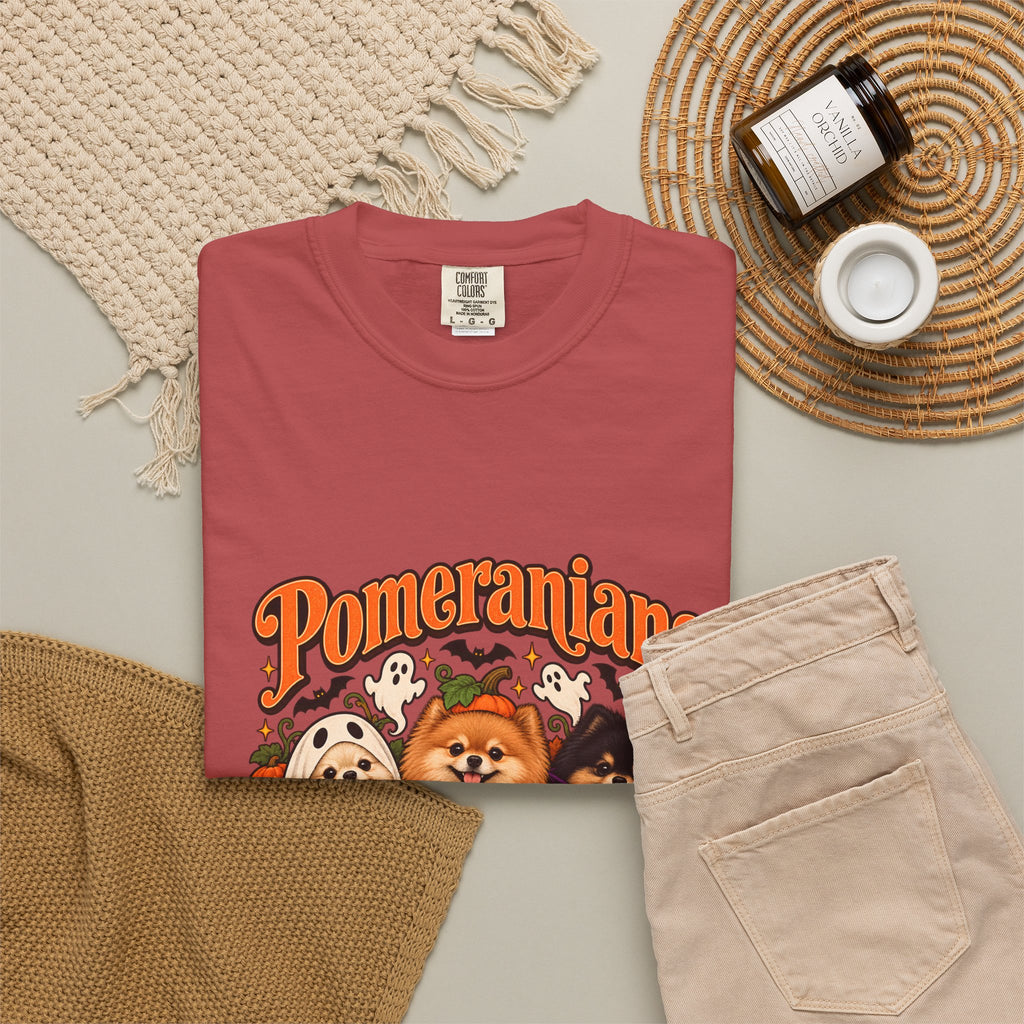 Comfort Colors® Pomeranians Because People Are Creepy Shirt, Funny Pomeranian Lover Gift, Halloween Dog Mom Graphic Tee, Spooky Pom Dog Gift