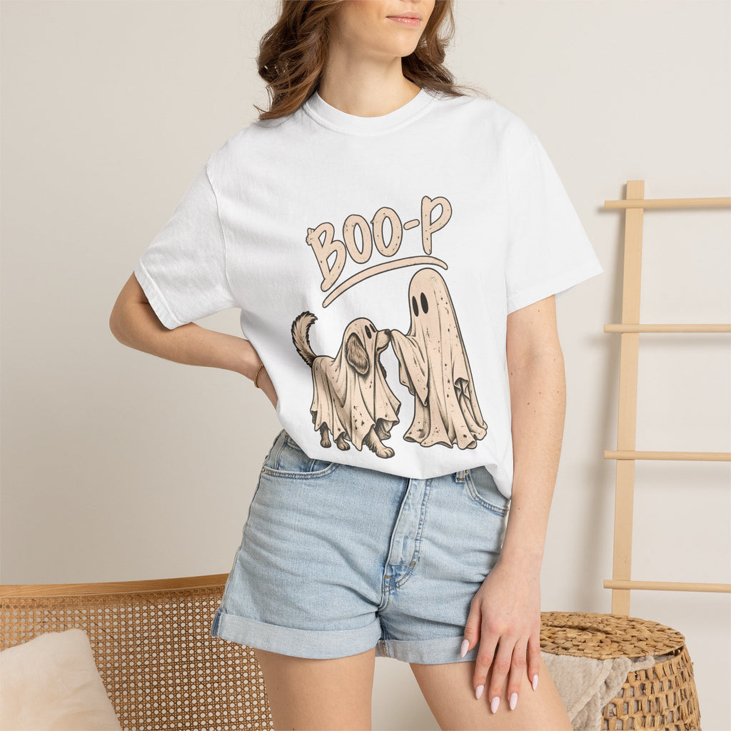 Camiseta para perro Comfort Colors® Boo-P, divertido regalo de Halloween de perro fantasma, bonito regalo de temporada espeluznante para amantes de los perros, camiseta gráfica de disfraz de fantasma a juego