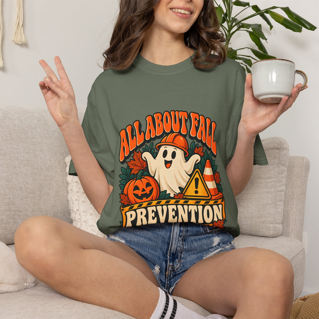 T-shirt Comfort Colors® All About Fall Prevention, cadeau amusant pour kinésithérapeute, t-shirt graphique pour ergothérapeute spécial Halloween
