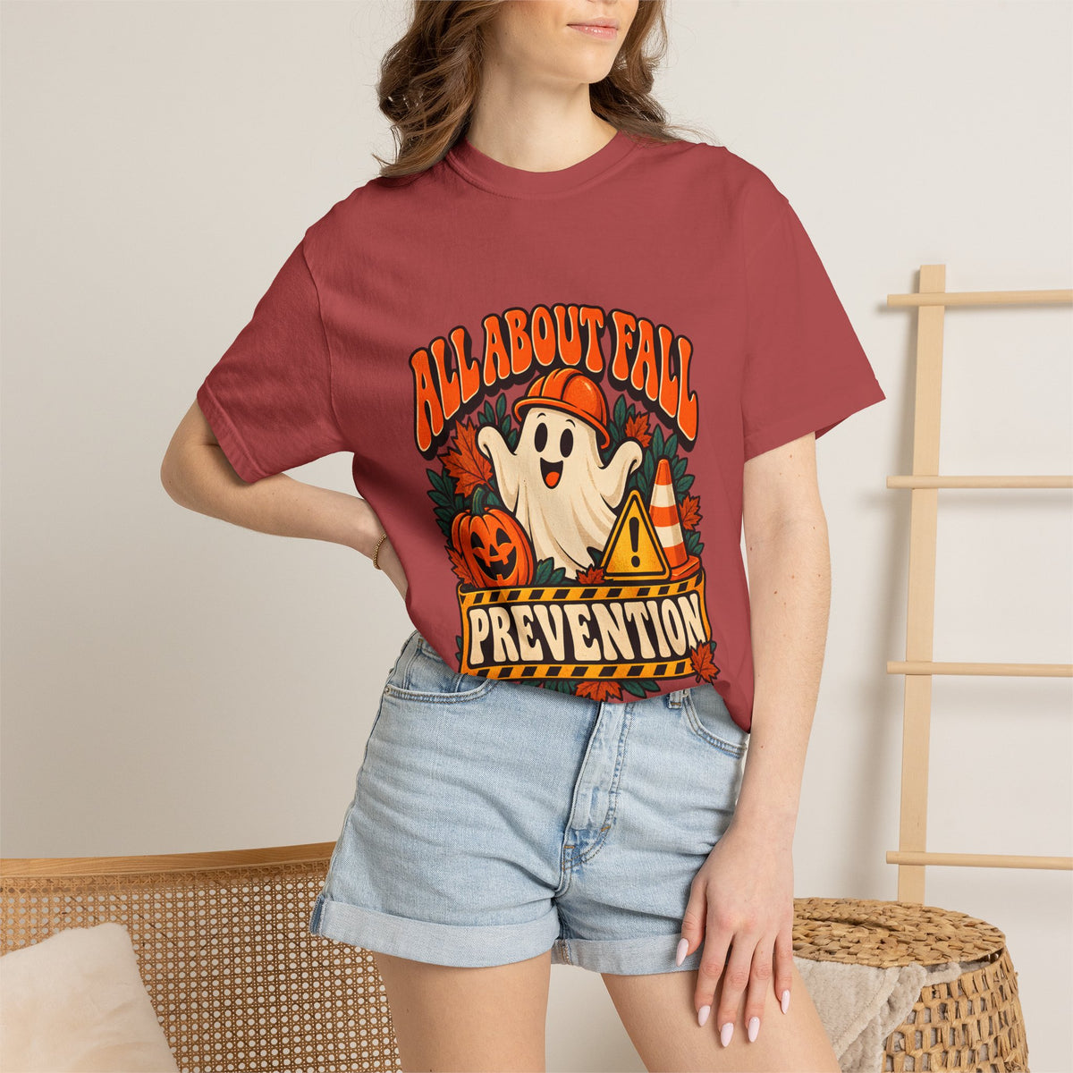 Comfort Colors® All About Fall Prevention T-Shirt, Funny Physical Therapist Gift, Halloween Occupational Therapy Graphic Tee