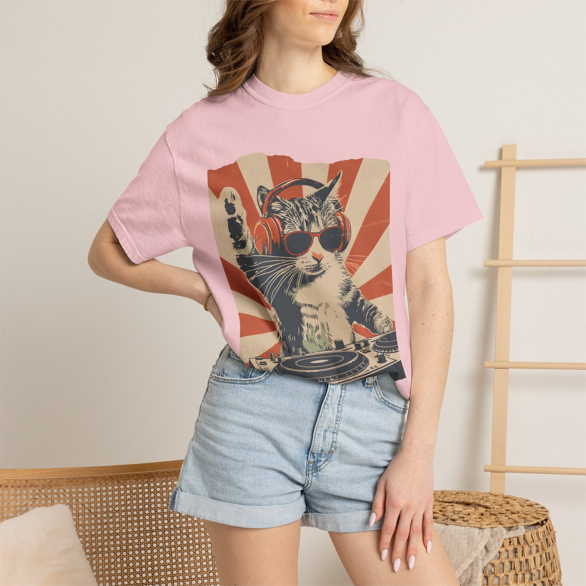 Comfort Colors® Cool DJ Cat Tshirt, Funny Cat With Headphones Shirt, Stylish Cat Lovers Gift, DJ Cat Kitty shirt, Trendy Cat Graphic Shirt