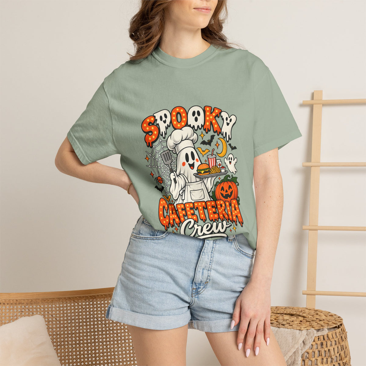 Comfort Colors® Spooky Cafeteria Crew Tshirt, Halloween Lunch Lady Gift, School Cafeteria Worker Graphic Tee, Funny Food Service Staff Shirt