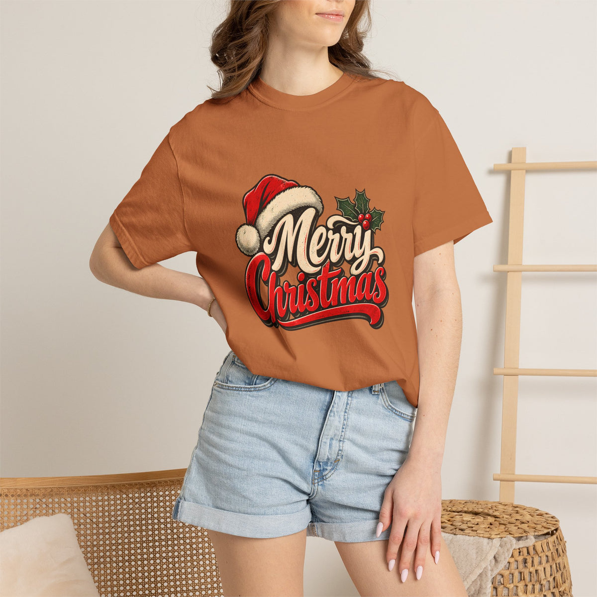 Comfort Colors® Merry Christmas T-Shirt, Vintage Christmas Holiday Gift, Retro Santa Hat Christmas Lover Gift, Festive Holiday Graphic Tee