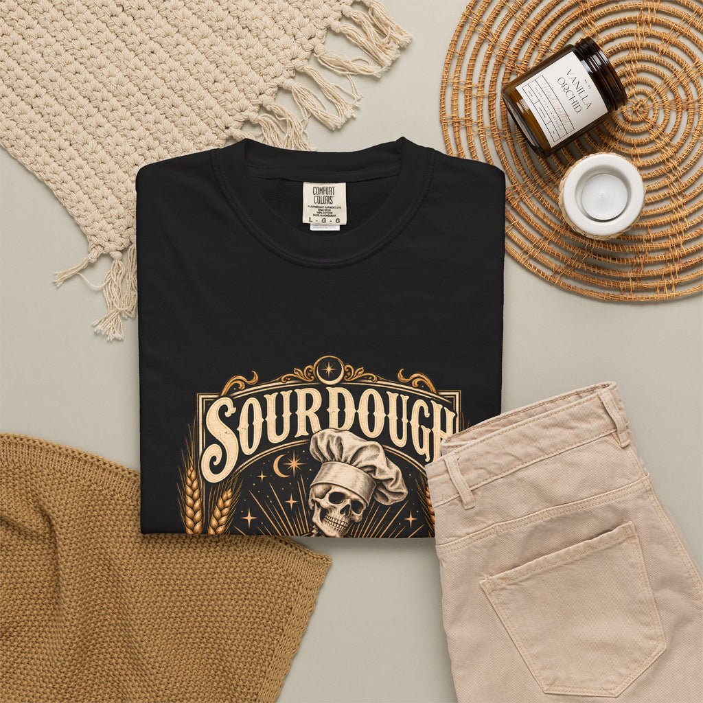 Camiseta Comfort Colors® Sourdough Because Regular Bread Is Stupid, regalo divertido para panadero de masa madre, amante del pan con esqueleto, camisa con humor sobre hornear