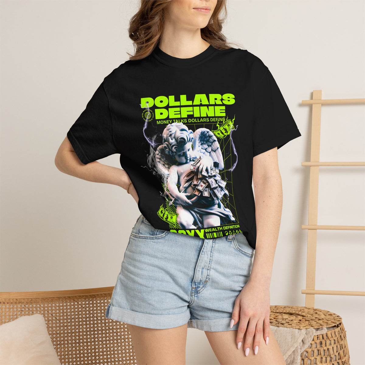 Comfort Colors® Dollars Define Money Angel Shirt, Hustle Culture Tee, Streetwear Design, Motivational Gift, Urban Fashion Art