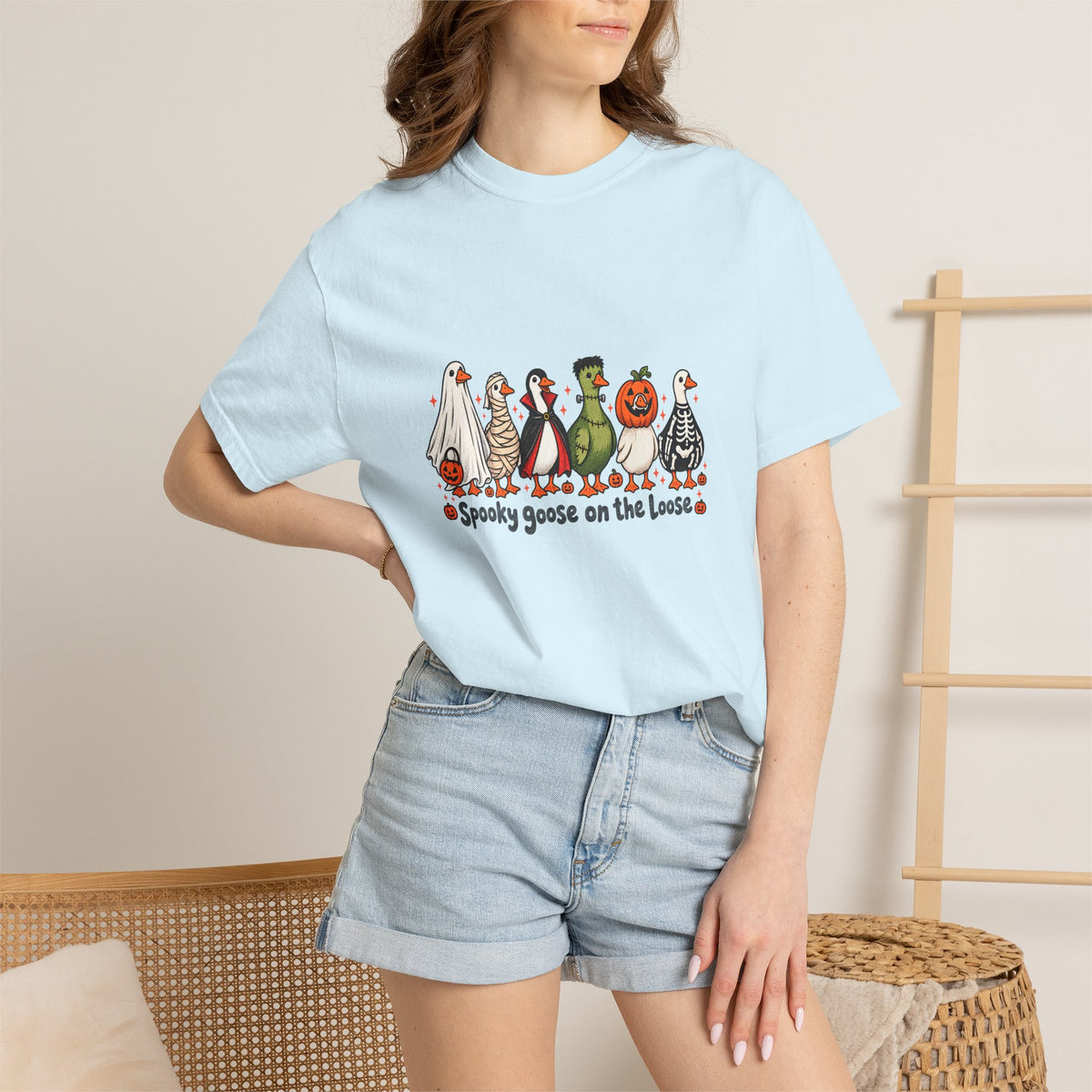 Comfort Colors® Halloween Funny Goose Shirt, Just a Spooky Goose Shirt, Halloween Shirt, Skeleton Goose Tee, Spooky Season Shirt, Spooky Tee