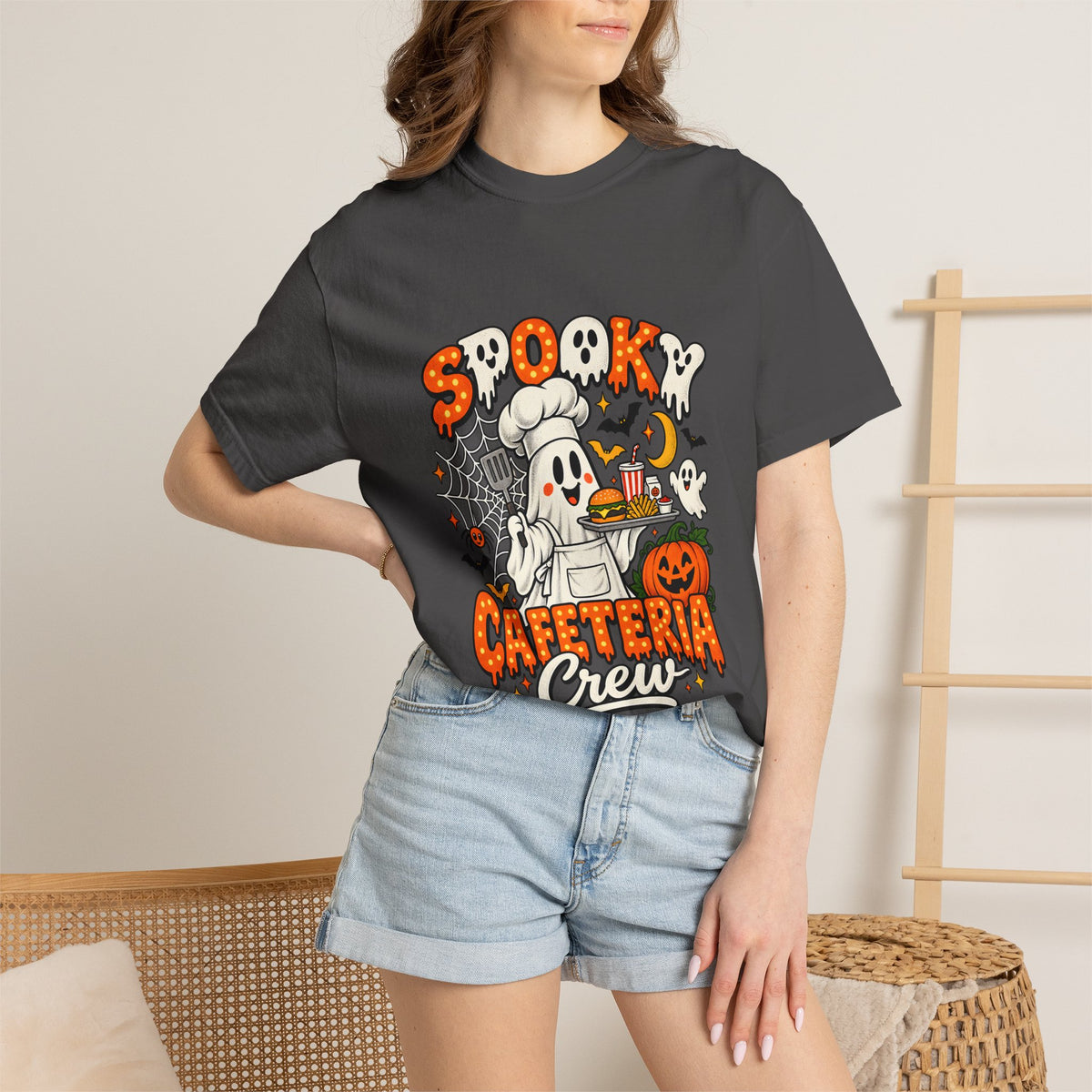 Comfort Colors® Spooky Cafeteria Crew Tshirt, Halloween Lunch Lady Gift, School Cafeteria Worker Graphic Tee, Funny Food Service Staff Shirt