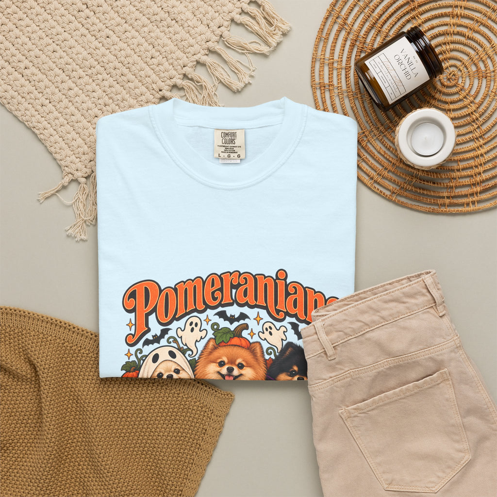 Comfort Colors® Pomeranians Because People Are Creepy Shirt, Funny Pomeranian Lover Gift, Halloween Dog Mom Graphic Tee, Spooky Pom Dog Gift