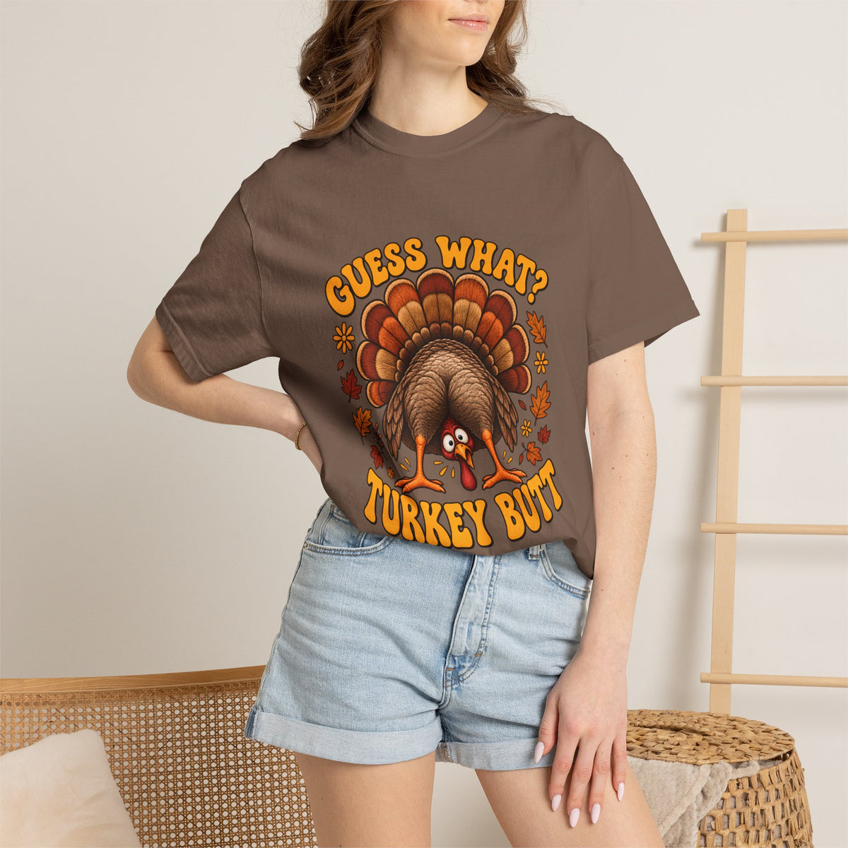 Comfort Colors® Guess What Turkey Butt Shirt, Funny Thanksgiving Turkey Gift, Retro Fall Dinner Humor Gift, Family Thanksgiving Graphic Tee