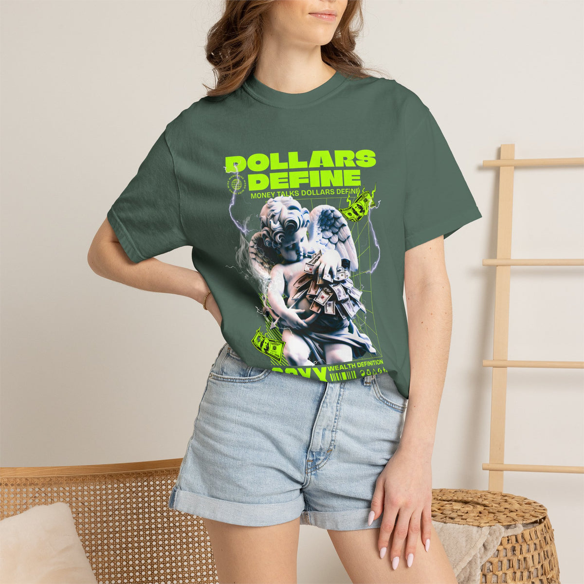 Comfort Colors® Dollars Define Money Angel Shirt, Hustle Culture Tee, Streetwear Design, Motivational Gift, Urban Fashion Art