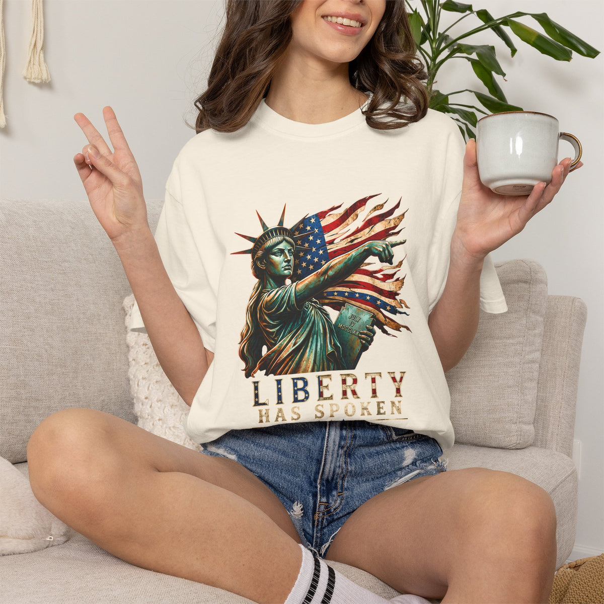 Comfort Colors® Sophie Cunningham Point Signature Basketball Shirt, Lady Liberty T-Shirt