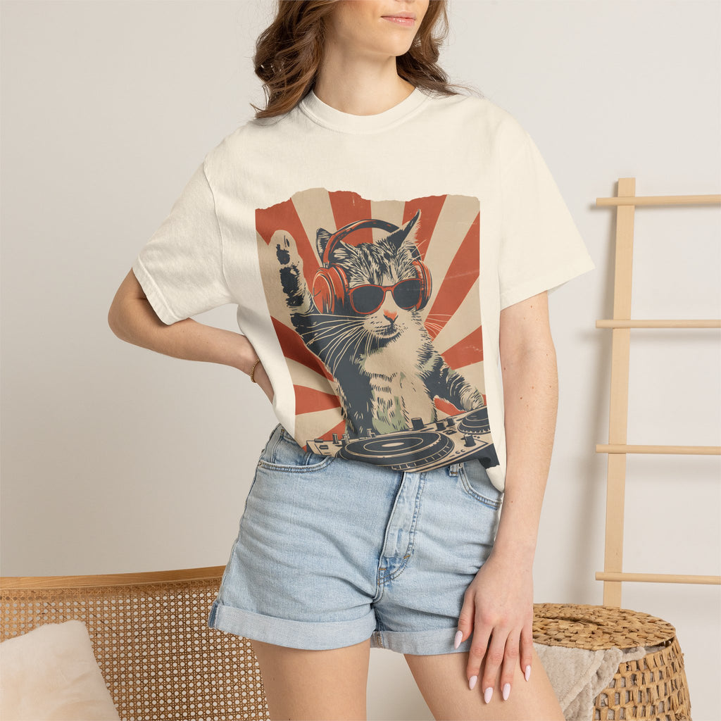 Comfort Colors® Cool DJ Cat Tshirt, Funny Cat With Headphones Shirt, Stylish Cat Lovers Gift, DJ Cat Kitty shirt, Trendy Cat Graphic Shirt
