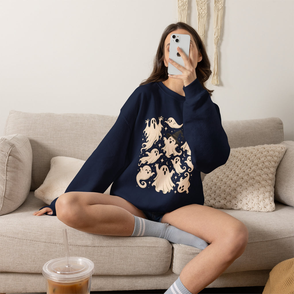 Halloween Ghost Sweatshirt, Ghost Collage Shirt, Halloween Sweatshirt, Halloween Gift for Her, Fall Sweater, Spooky Season, Spooky Vibes