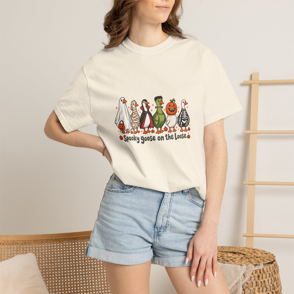 Comfort Colors® Halloween Funny Goose Shirt, Just a Spooky Goose Shirt, Halloween Shirt, Skeleton Goose Tee, Spooky Season Shirt, Spooky Tee
