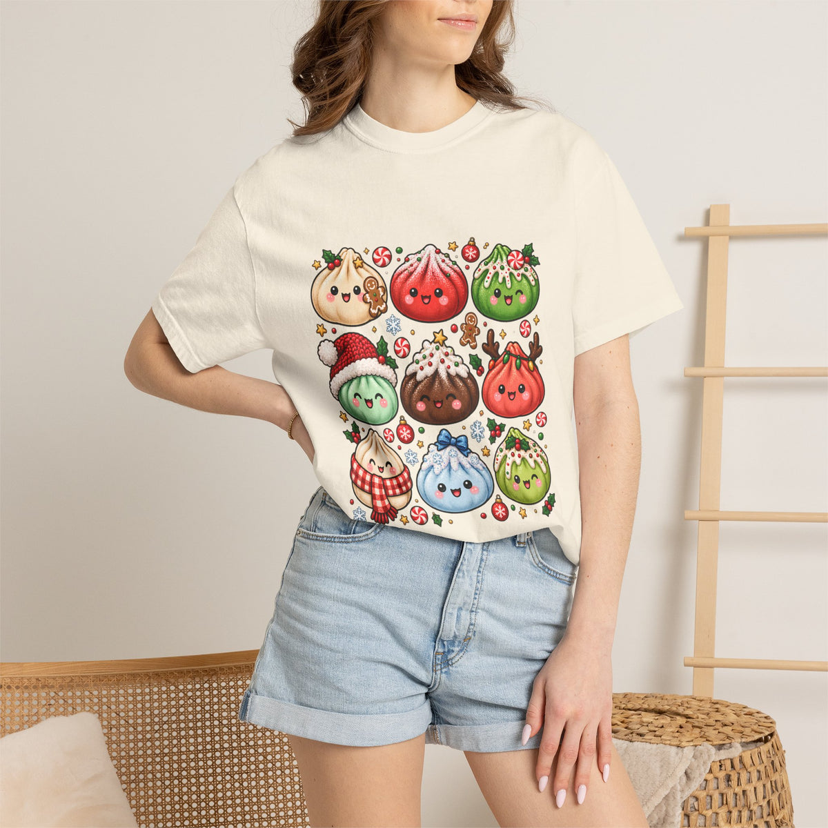 Comfort Colors® Cute Christmas Dumplings T-Shirt, Kawaii Holiday Food Lover Gift, Festive Dumpling Lover, Cute Christmas Foodie Gift