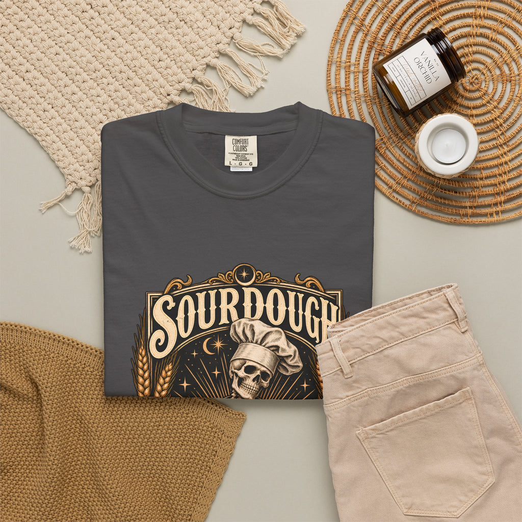 Camiseta Comfort Colors® Sourdough Because Regular Bread Is Stupid, regalo divertido para panadero de masa madre, amante del pan con esqueleto, camisa con humor sobre hornear