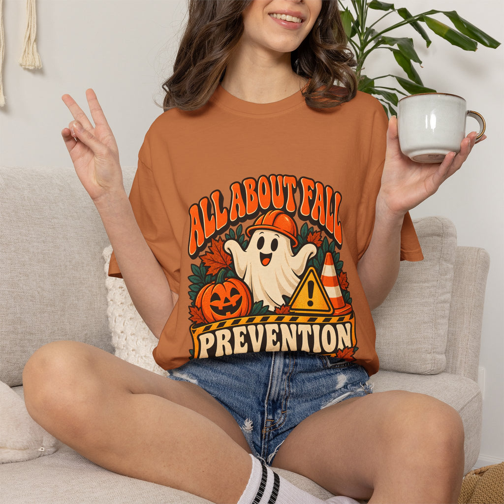 T-shirt Comfort Colors® All About Fall Prevention, cadeau amusant pour kinésithérapeute, t-shirt graphique pour ergothérapeute spécial Halloween