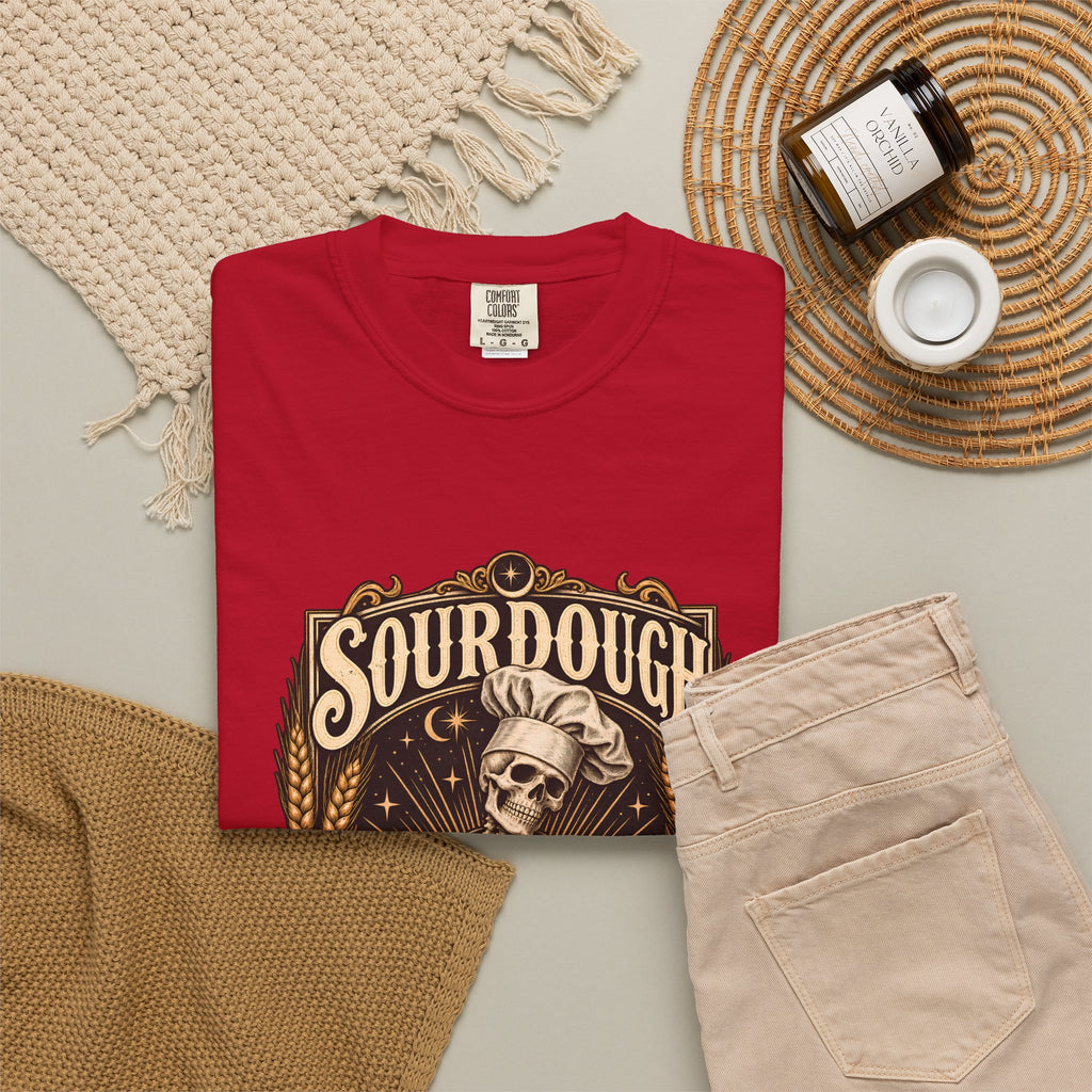 Camiseta Comfort Colors® Sourdough Because Regular Bread Is Stupid, regalo divertido para panadero de masa madre, amante del pan con esqueleto, camisa con humor sobre hornear