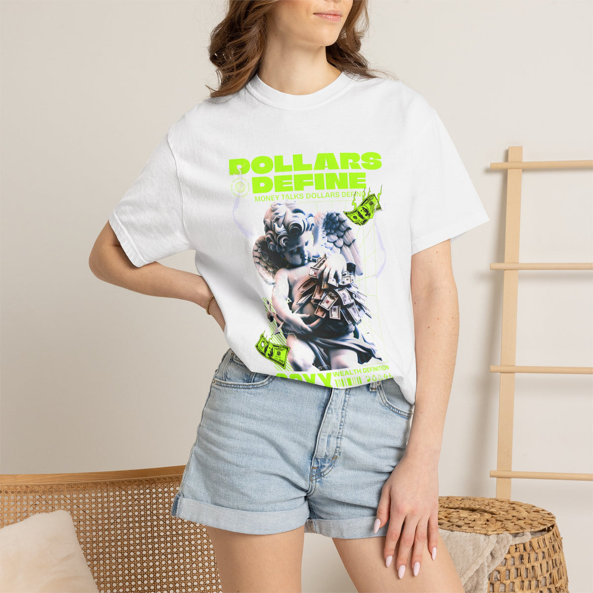 Comfort Colors® Dollars Define Money Angel Shirt, Hustle Culture Tee, Streetwear Design, Motivational Gift, Urban Fashion Art