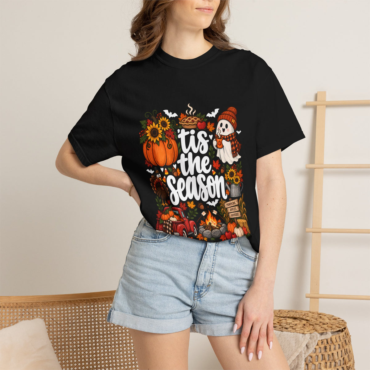 Comfort Colors® Tis the Season T-Shirt, Fall Pumpkin Lover Gift, Autumn Thanksgiving Halloween shirt, Cozy Harvest Season Shirt for Women