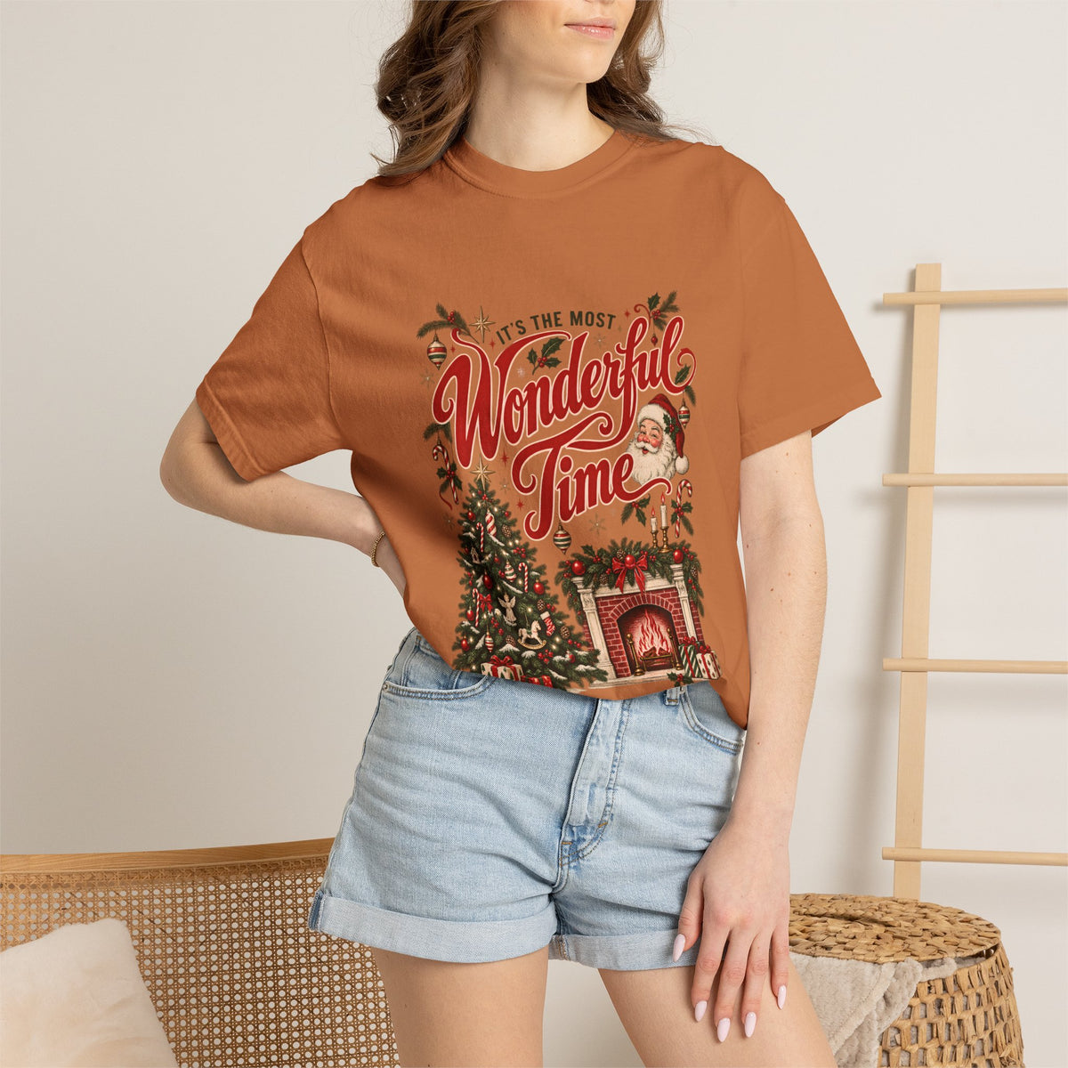 It's The Most Wonderful Time T-Shirt, Vintage Christmas Lover Gift, Santa Holiday Decor Gift, Cozy Christmas Graphic Tee