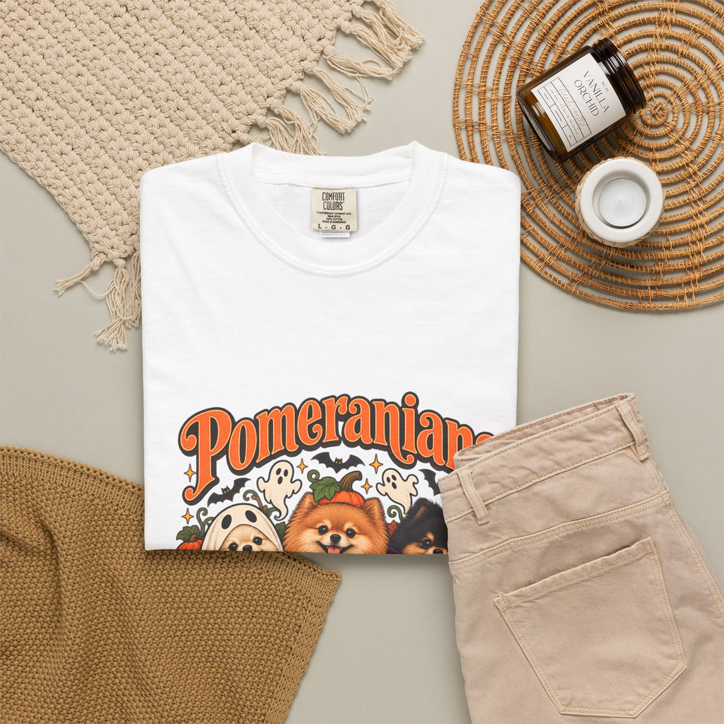 Comfort Colors® Pomeranians Because People Are Creepy Shirt, Funny Pomeranian Lover Gift, Halloween Dog Mom Graphic Tee, Spooky Pom Dog Gift