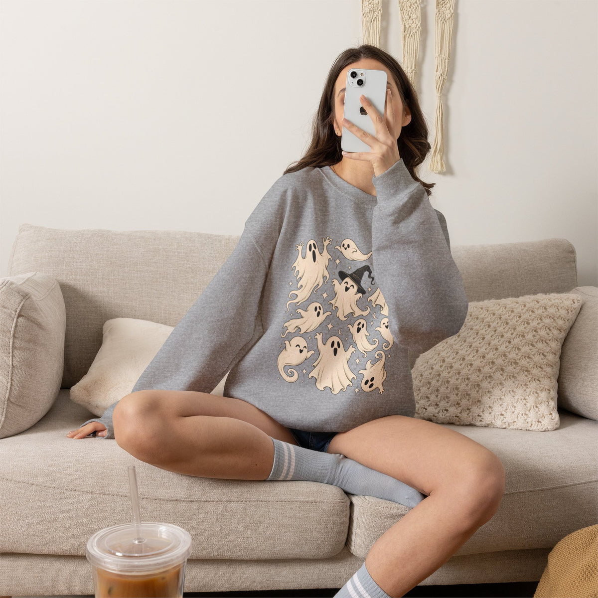 Halloween Ghost Sweatshirt, Ghost Collage Shirt, Halloween Sweatshirt, Halloween Gift for Her, Fall Sweater, Spooky Season, Spooky Vibes