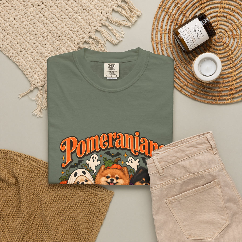 Comfort Colors® Pomeranians Because People Are Creepy Shirt, Funny Pomeranian Lover Gift, Halloween Dog Mom Graphic Tee, Spooky Pom Dog Gift