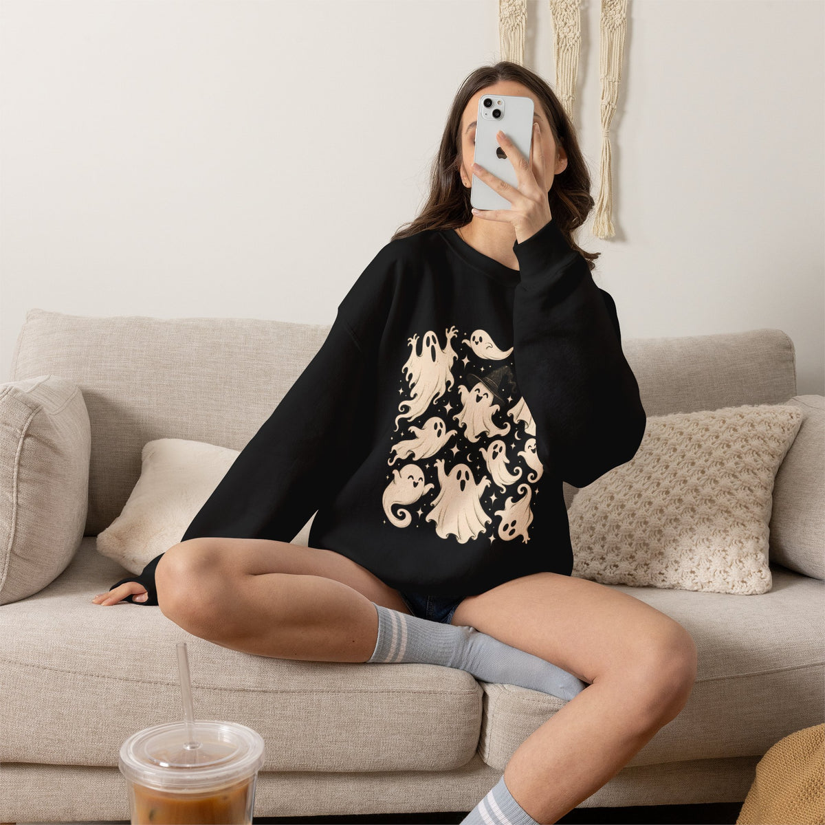 Halloween Ghost Sweatshirt, Ghost Collage Shirt, Halloween Sweatshirt, Halloween Gift for Her, Fall Sweater, Spooky Season, Spooky Vibes